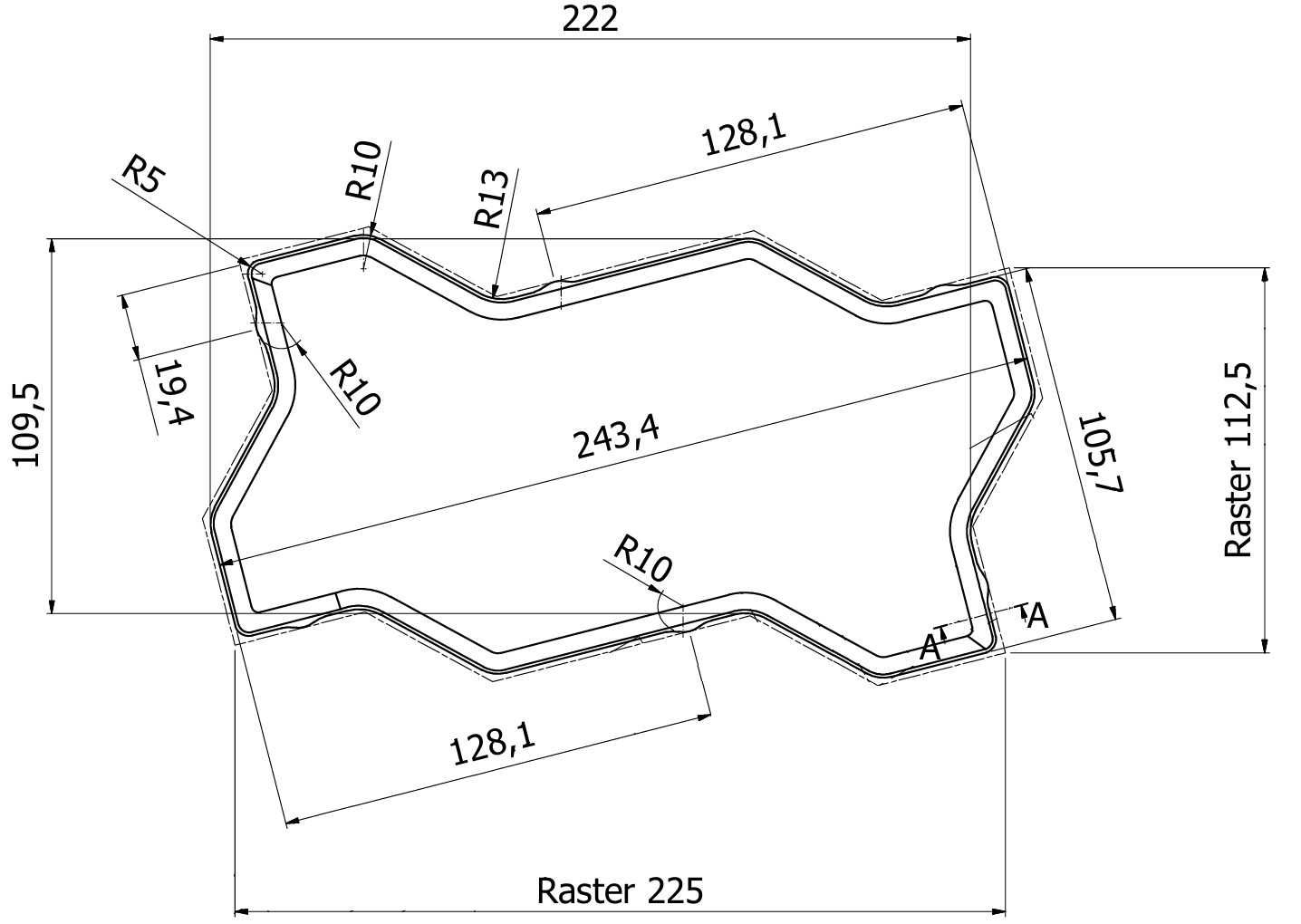 ابعاد و اندازه های سنگفرش بتنی یونی طرح حصیری